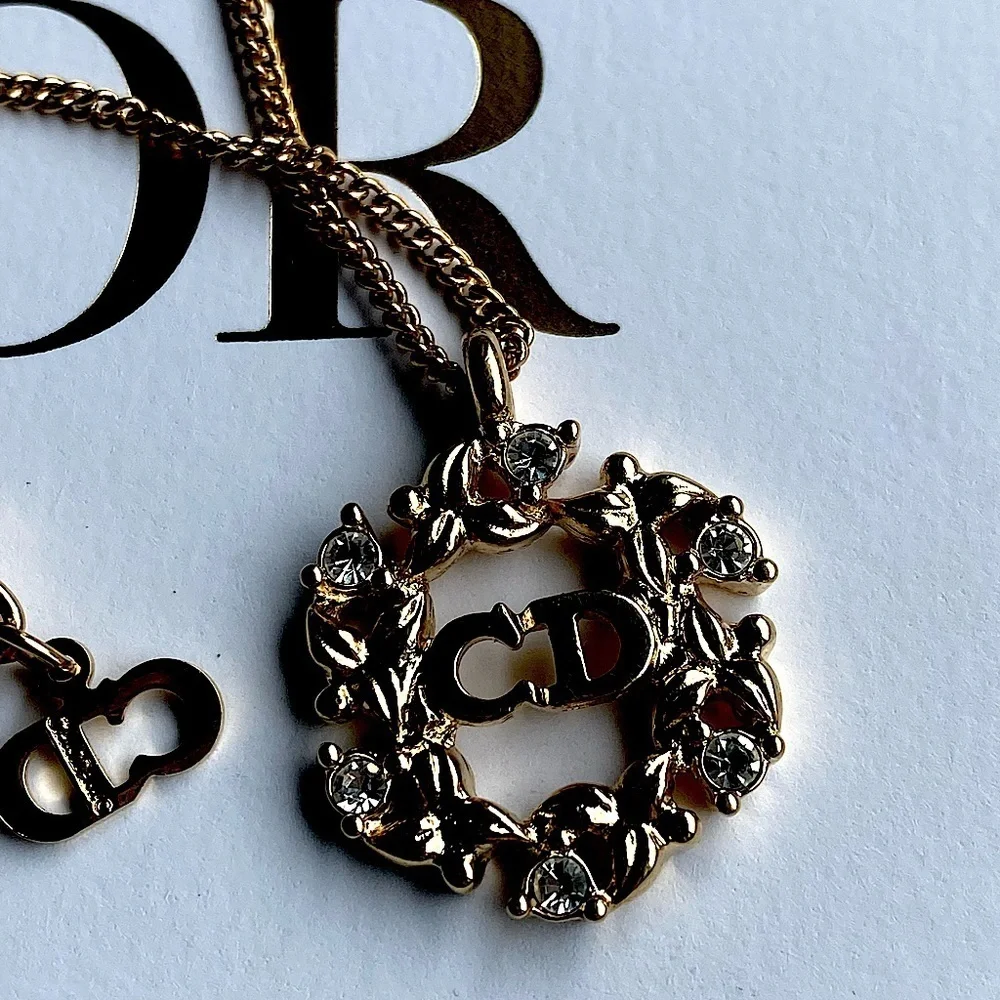 AUTHENTIC vintage gold tone Christian Dior necklace with crystals - Picture 6 of 10